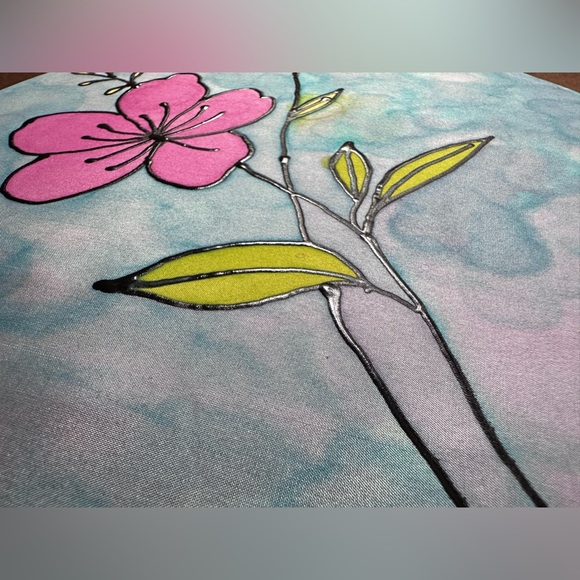 Handmade Silk Painting Art Piece - Hawaiian Flower Vibrant Colors Tie Dye Effect - Picture 13 of 13